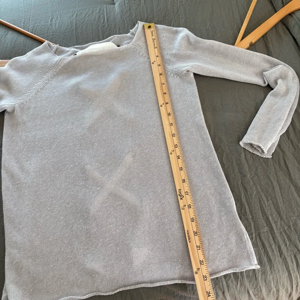 Lisa Todd Linen Silver Gray Lace Up Back Sweater. Size XS. - Picture 12 of 13